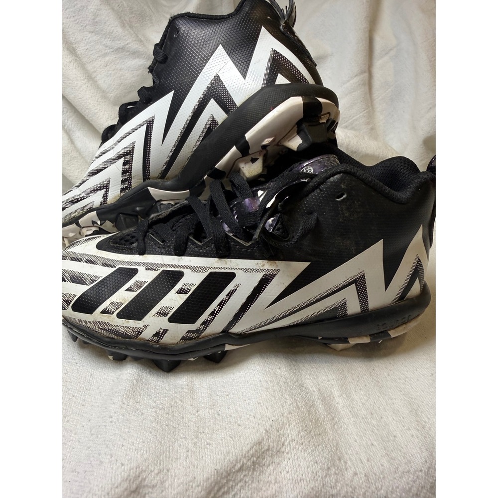 Adidas Kids Black White Zig Zag‎ Football Cleats Youth Size 1